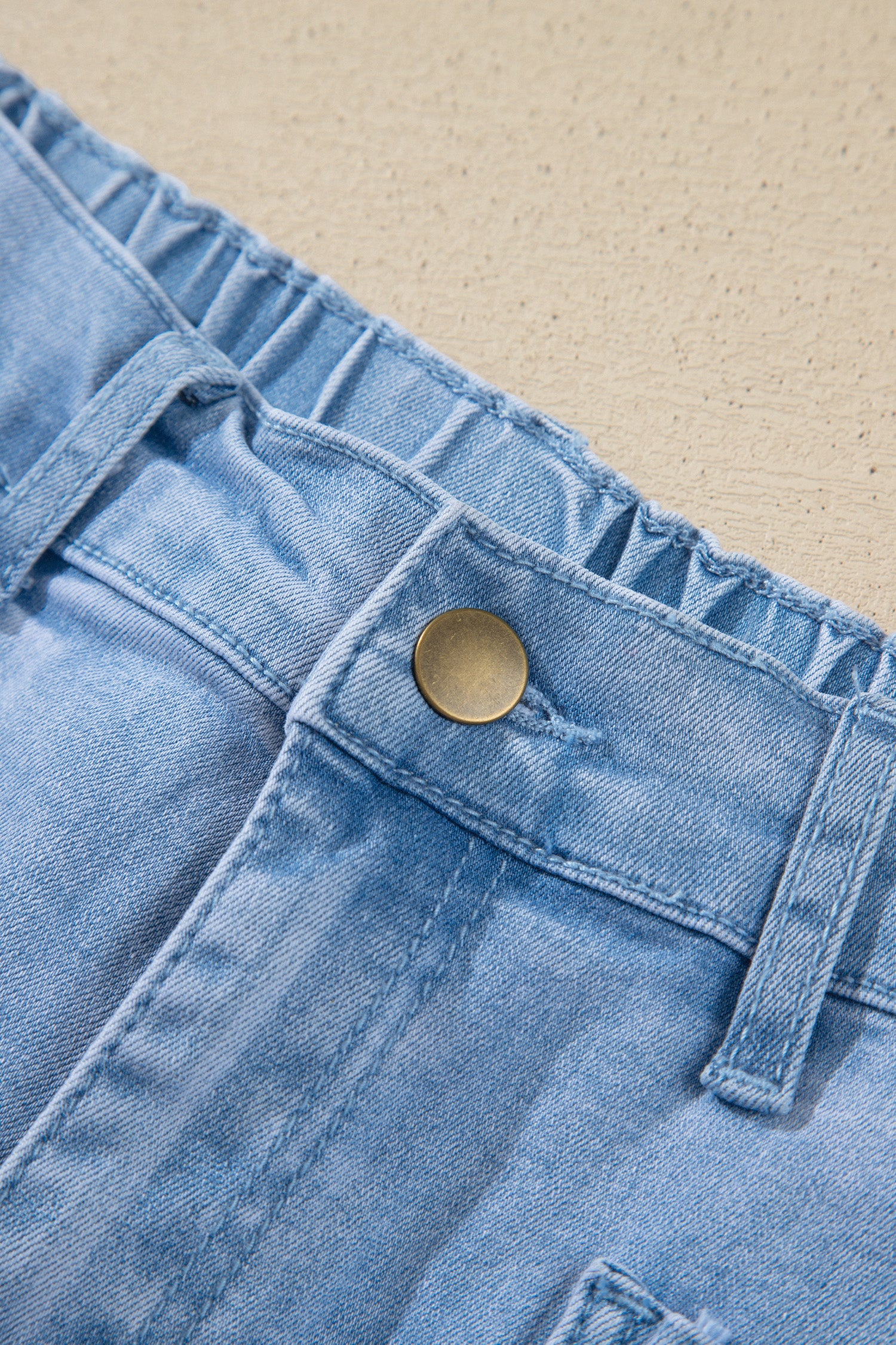 Coffee Solid Color Square Patch Pocket Ankle-length Barrel Jeans