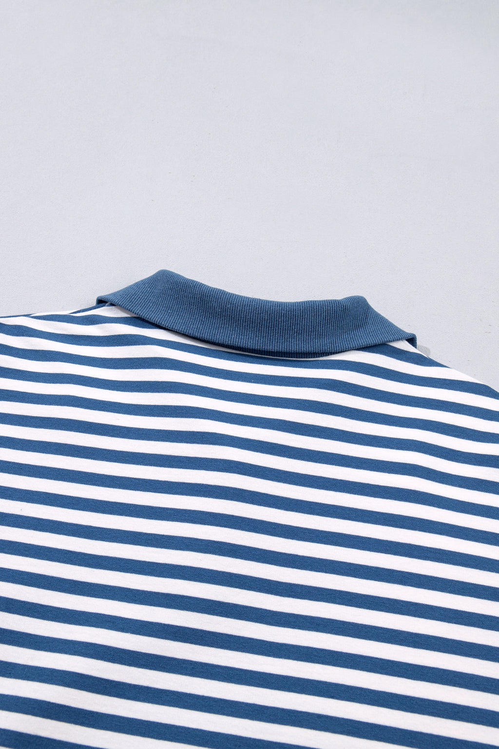 Blue Stripe Color Block Trim Raw Seam Split Hem Loose Pullover Sweatshirt