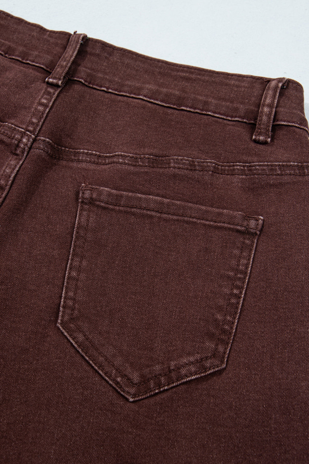 Coffee Side Seam Rivet Detail Ankle Length Casual Jeans