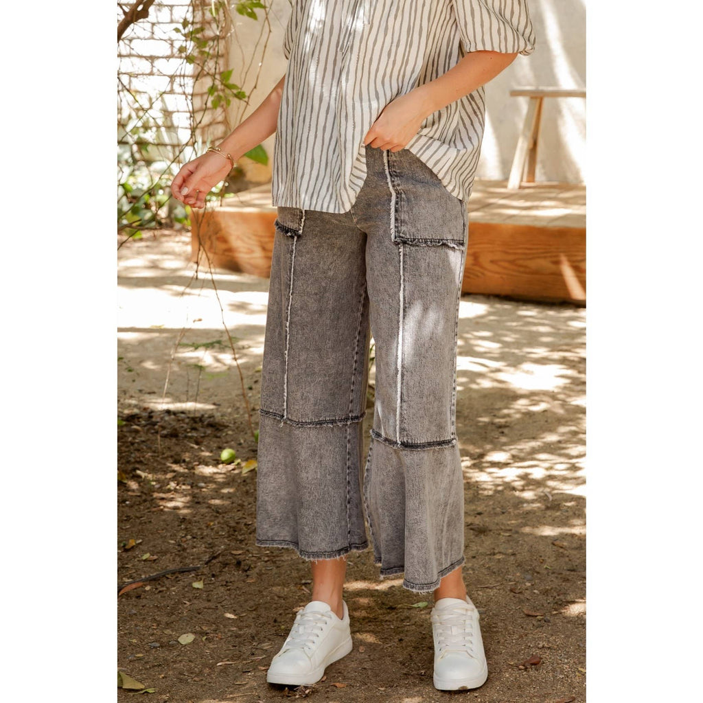 MINERAL WASHED DENIM PANTS