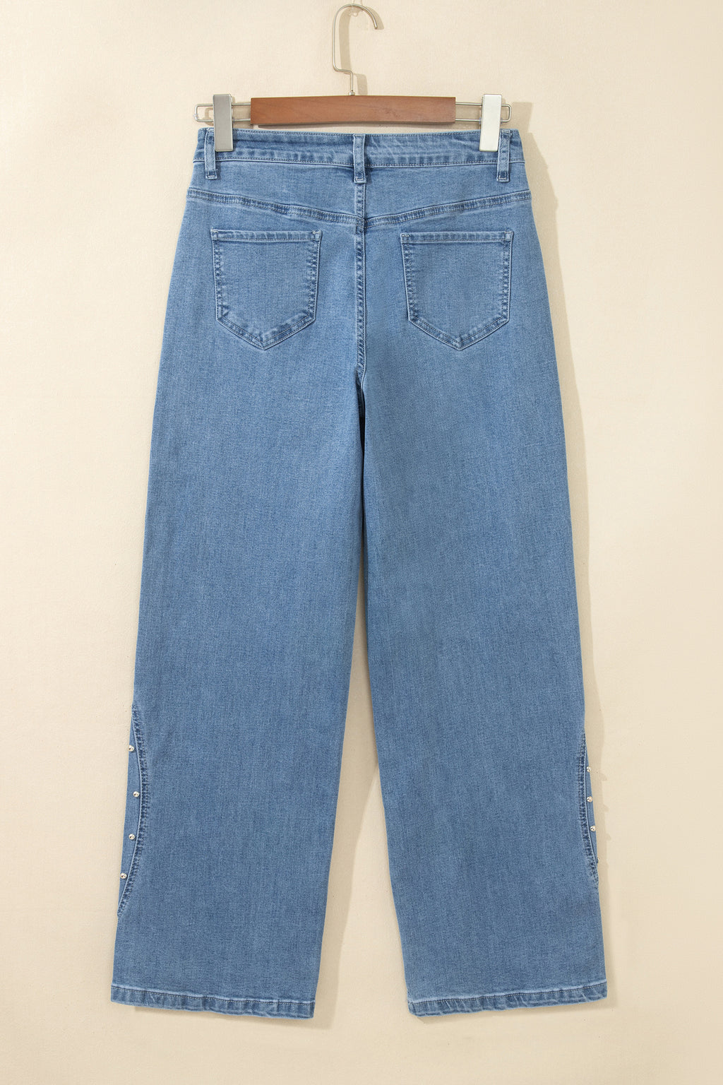 Coffee Side Seam Rivet Detail Ankle Length Casual Jeans