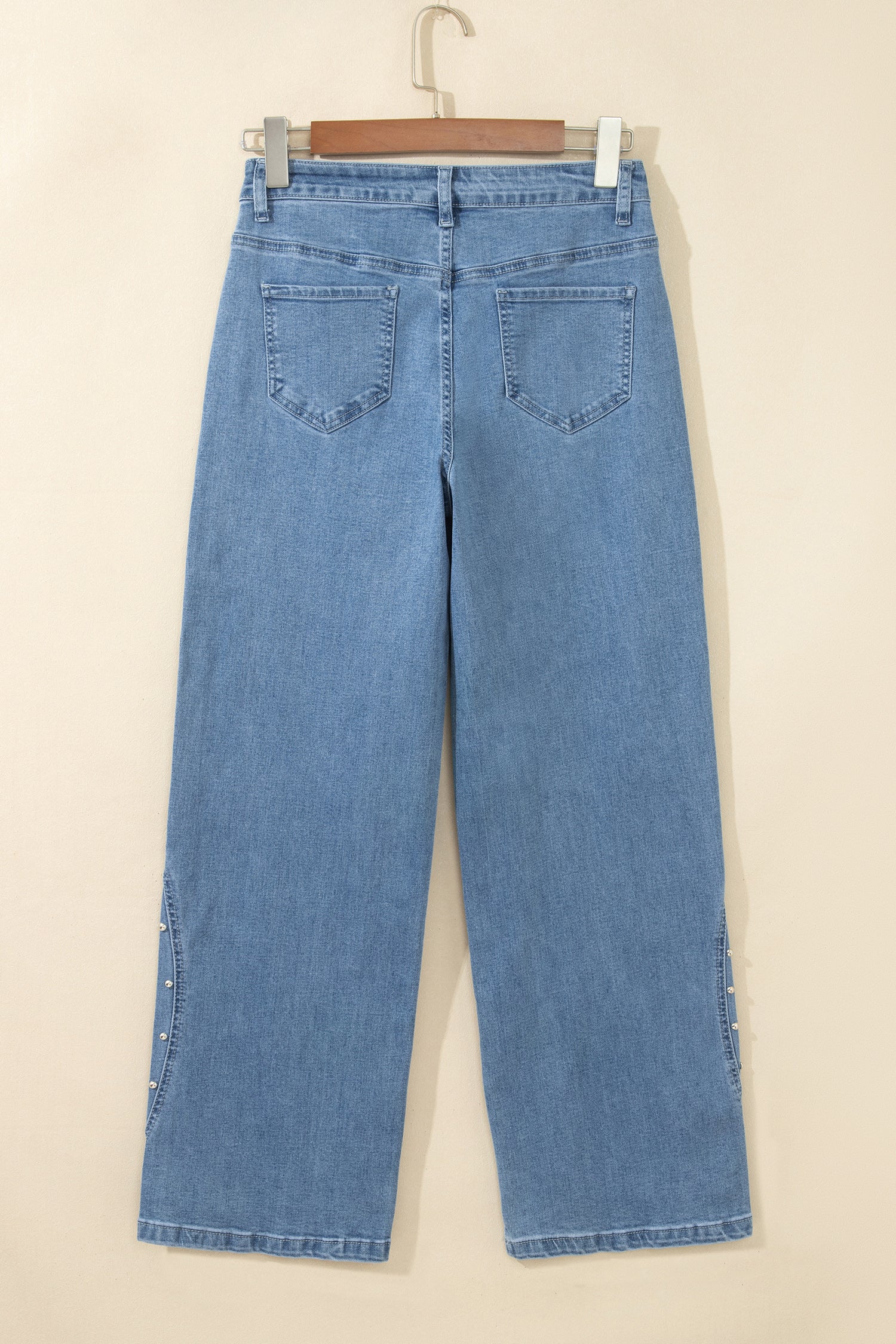 Coffee Side Seam Rivet Detail Ankle Length Casual Jeans