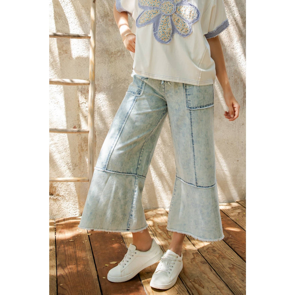 MINERAL WASHED DENIM PANTS
