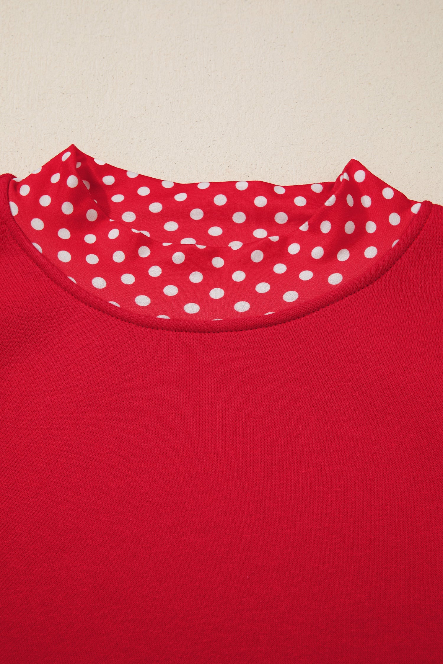 Orange Polka Dot Patchwork Round Neck Plus Size Sweatshirt