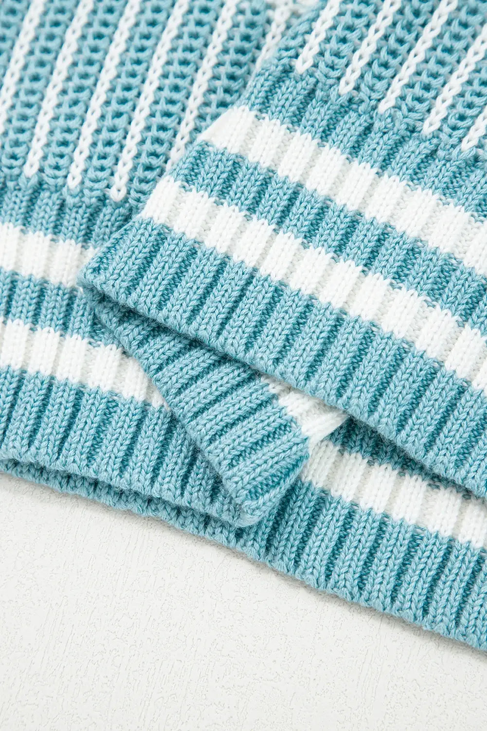 Two Tone Striped Patchwork Drop Shoulder Loose Sweater