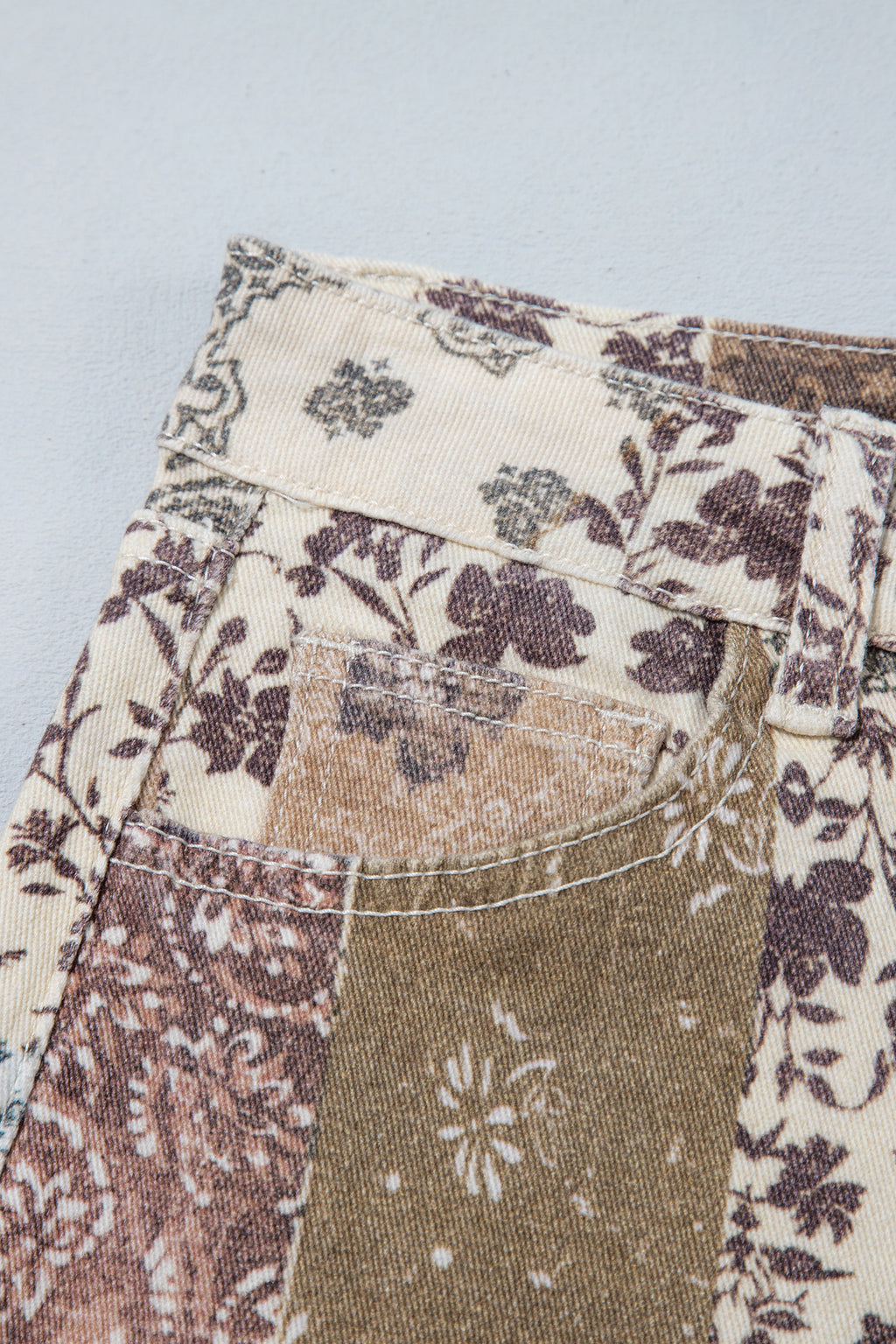 Brown Western Print Casual Shift Jeans
