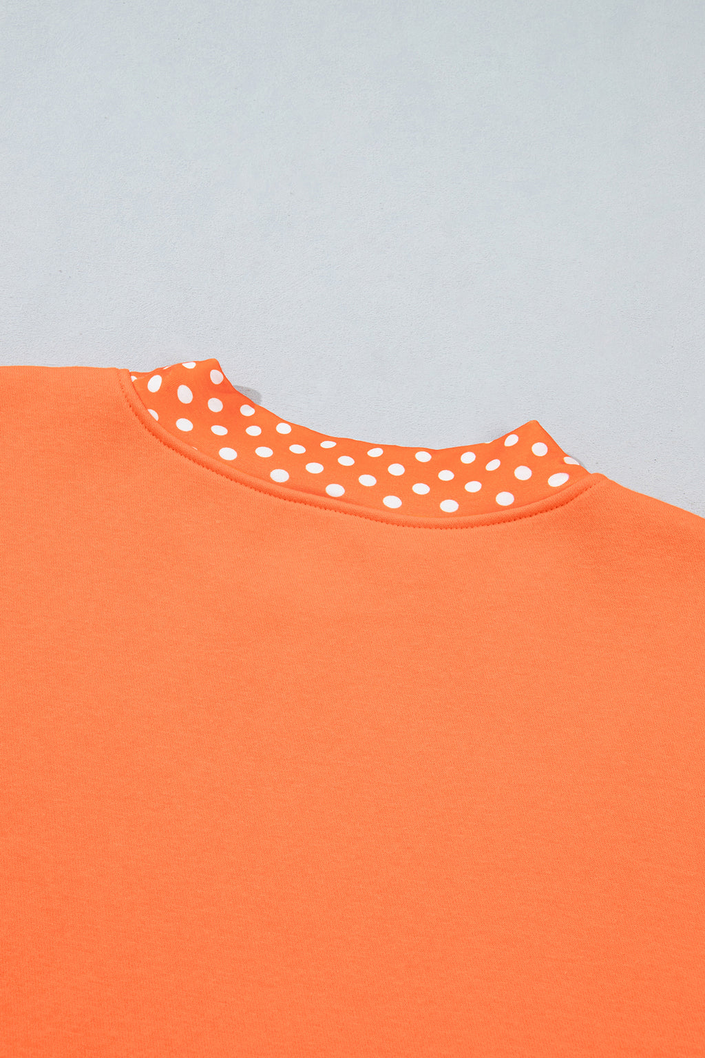 Brown Colorblock Polka Dot Contrast Trim Oversized Sweatshirt