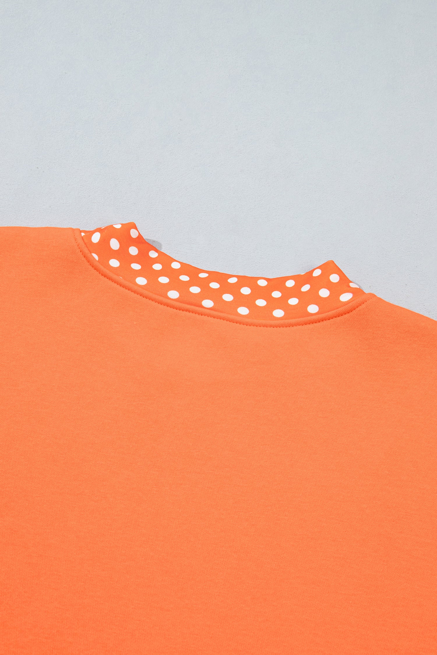 Brown Colorblock Polka Dot Contrast Trim Oversized Sweatshirt
