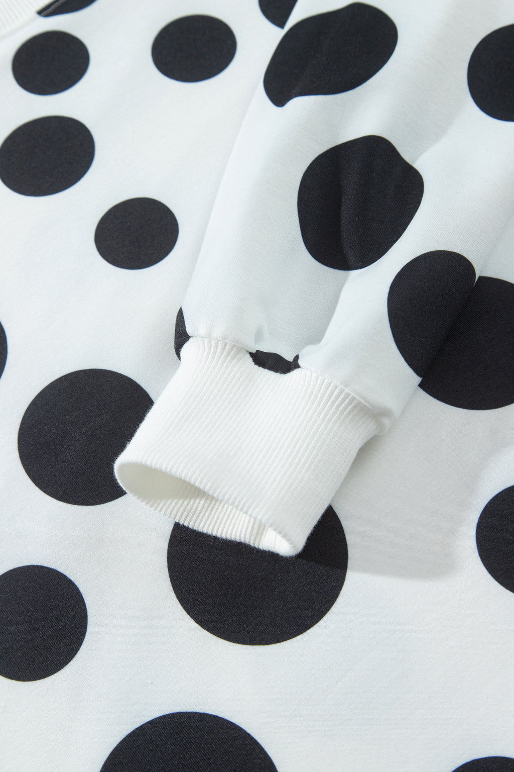 White Polka Dot Long Sleeve Top Drawstring Relaxed Pants Set