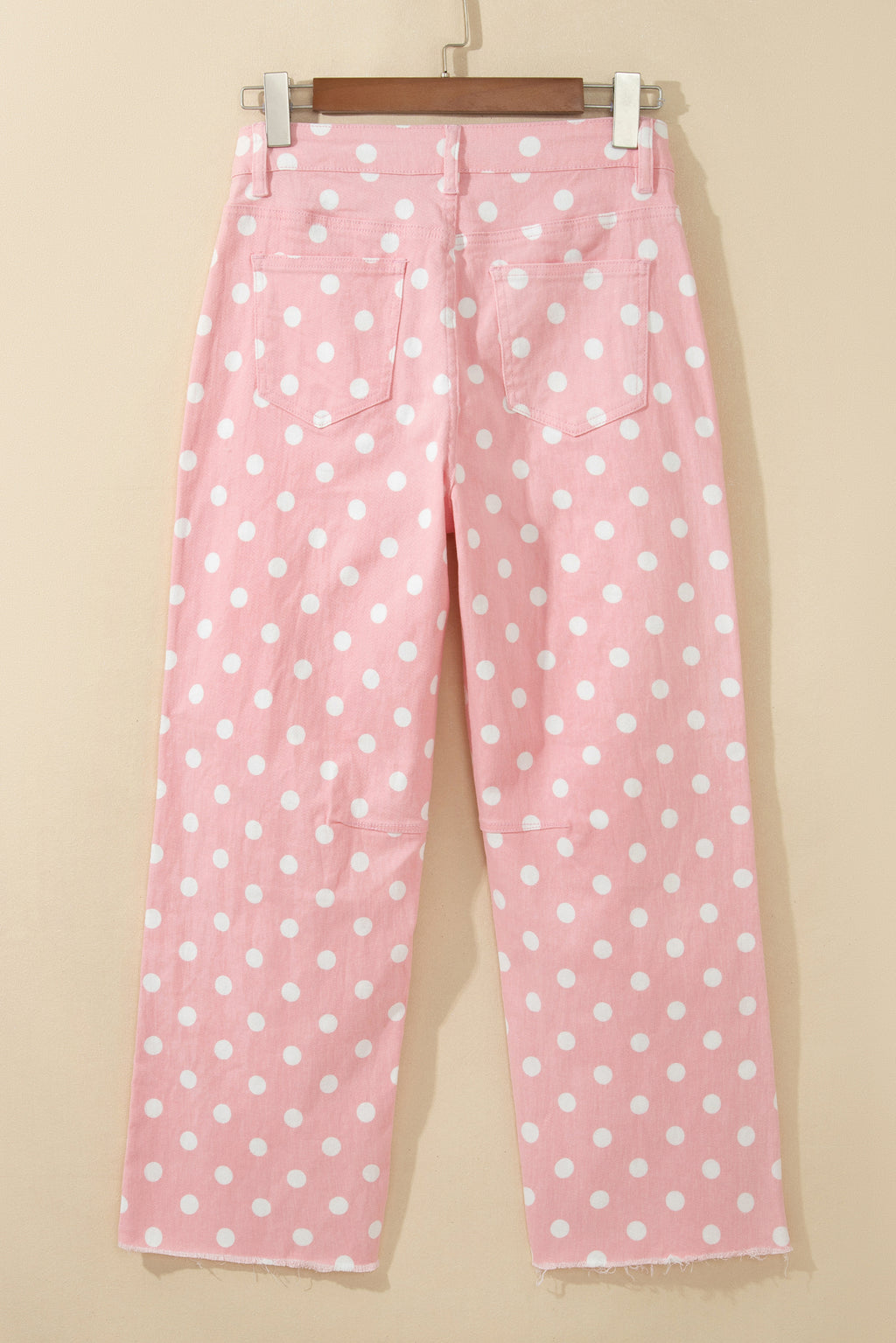 Pink Polka Dot Casual Slim Fit Jeans