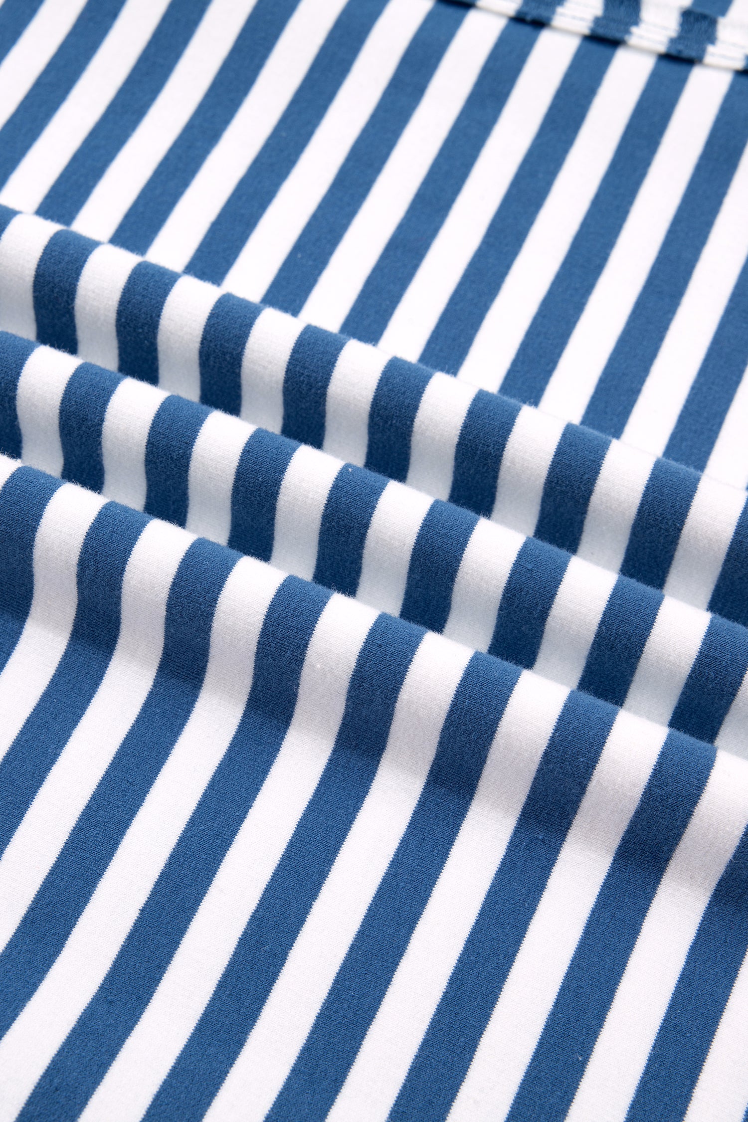 Blue Stripe Color Block Trim Raw Seam Split Hem Loose Pullover Sweatshirt