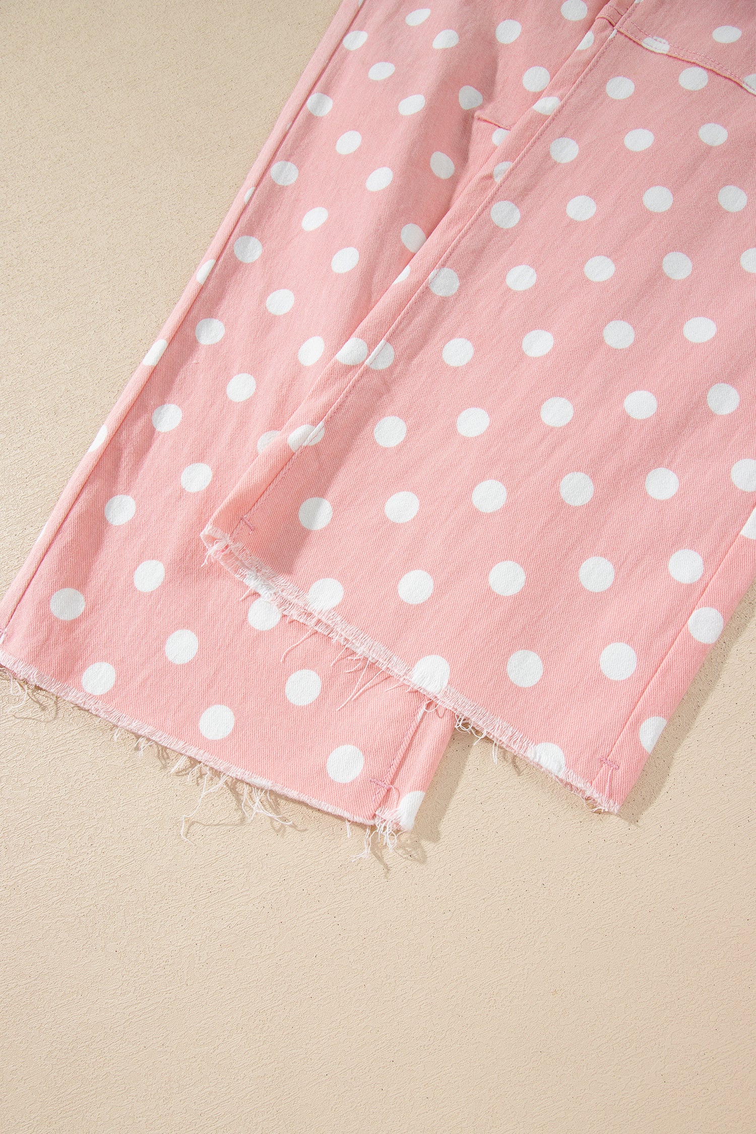 Pink Polka Dot Casual Slim Fit Jeans