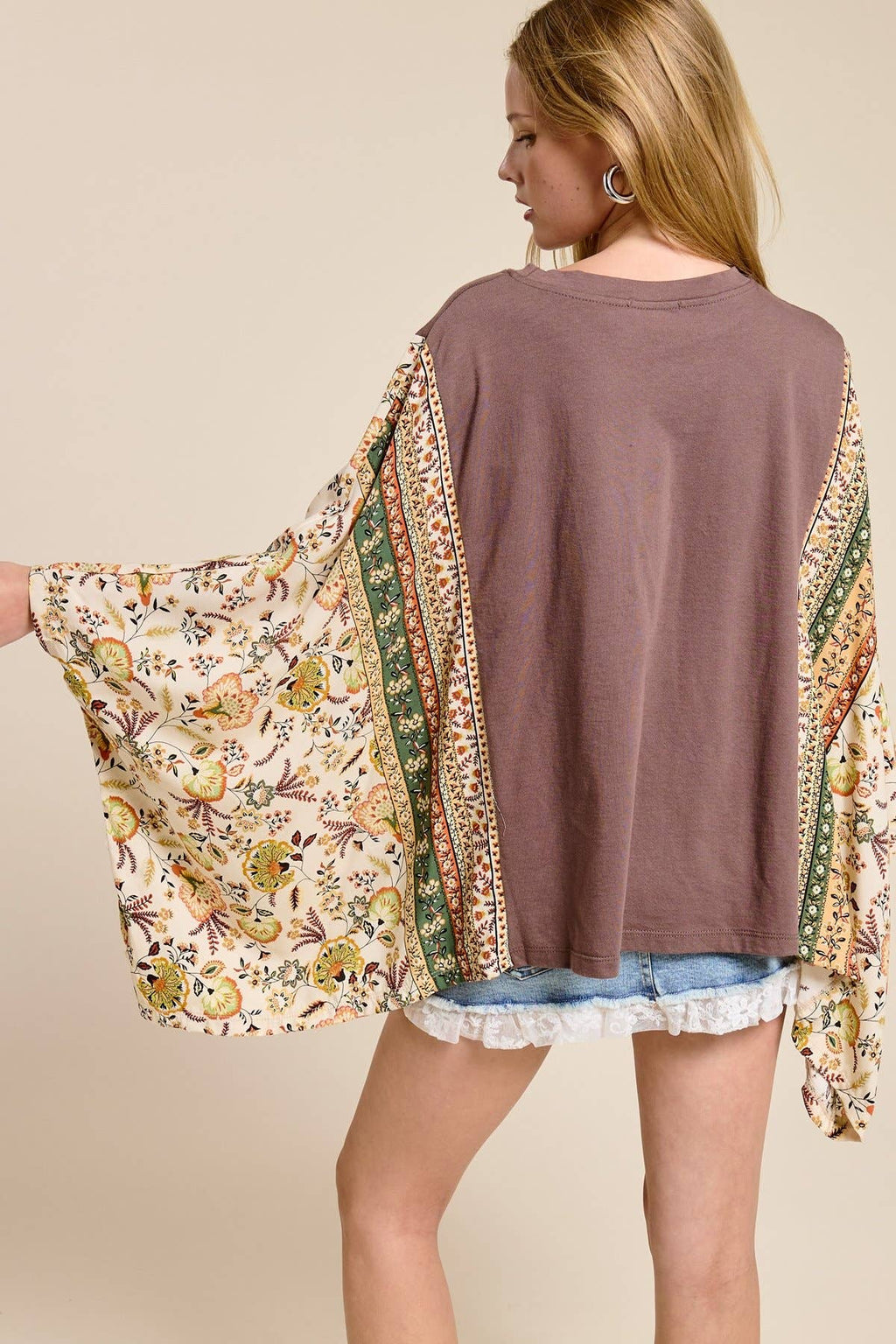 Dreamer Leopard Paradise Graphic Rustic Sheer Sleeves Kaftan