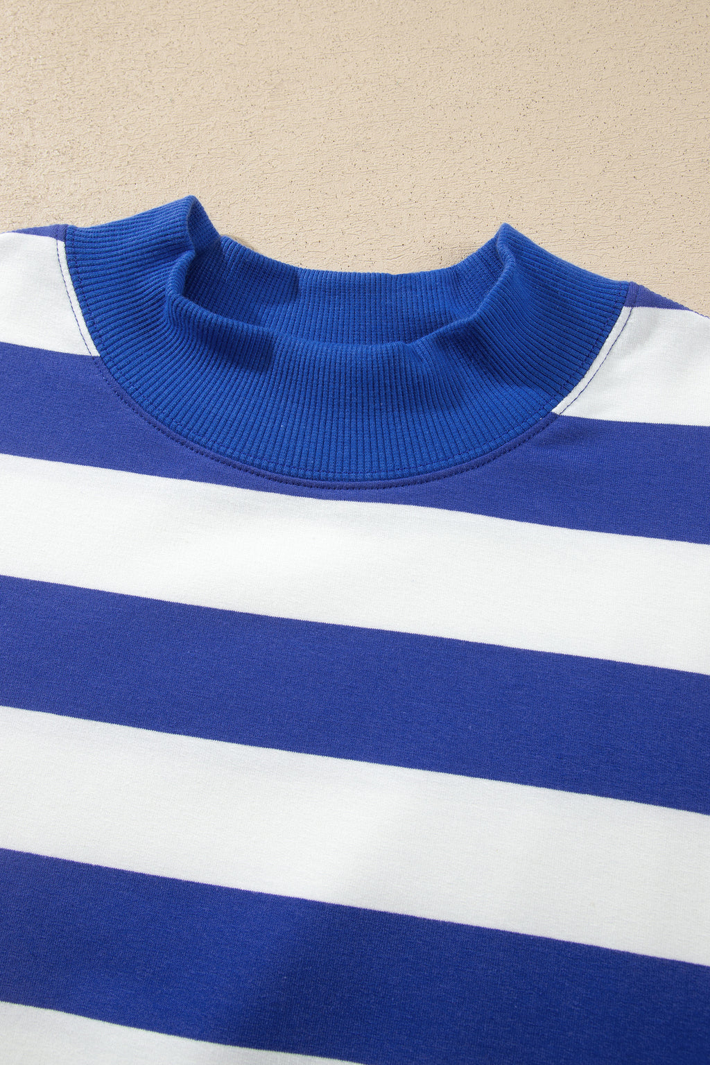 Rose Stripe Colorblock Mock Neck Relaxed Sweatshirt