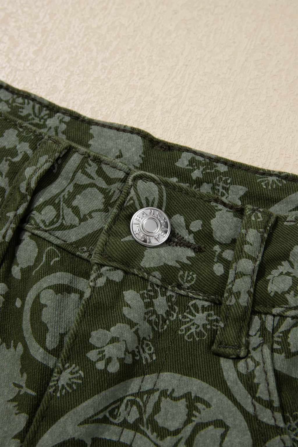 Green Paisley Print Harem Denim Pants