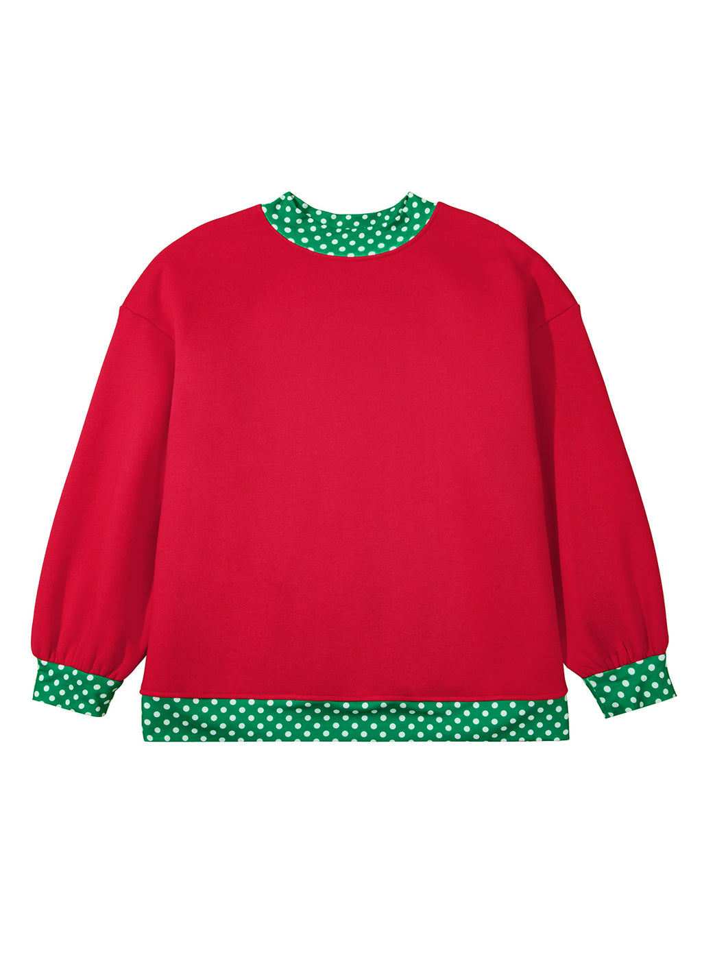 Orange Polka Dot Patchwork Round Neck Plus Size Sweatshirt