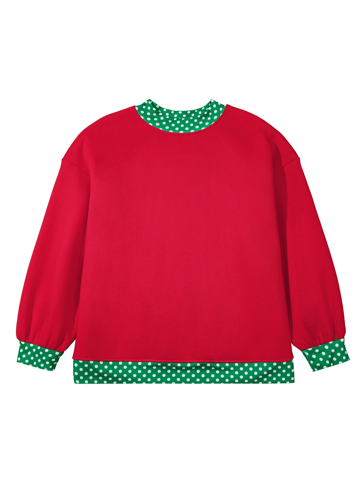 Orange Polka Dot Patchwork Round Neck Plus Size Sweatshirt
