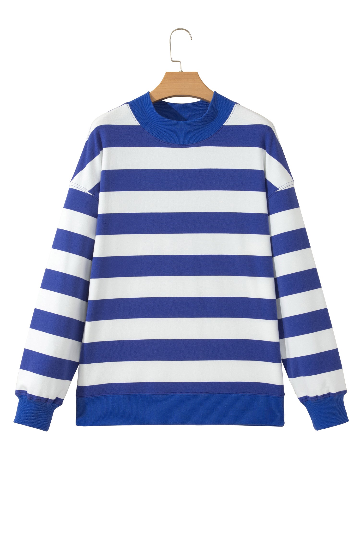 Rose Stripe Colorblock Mock Neck Relaxed Sweatshirt