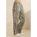 Leopard Printed Striped Wide Legged Pants