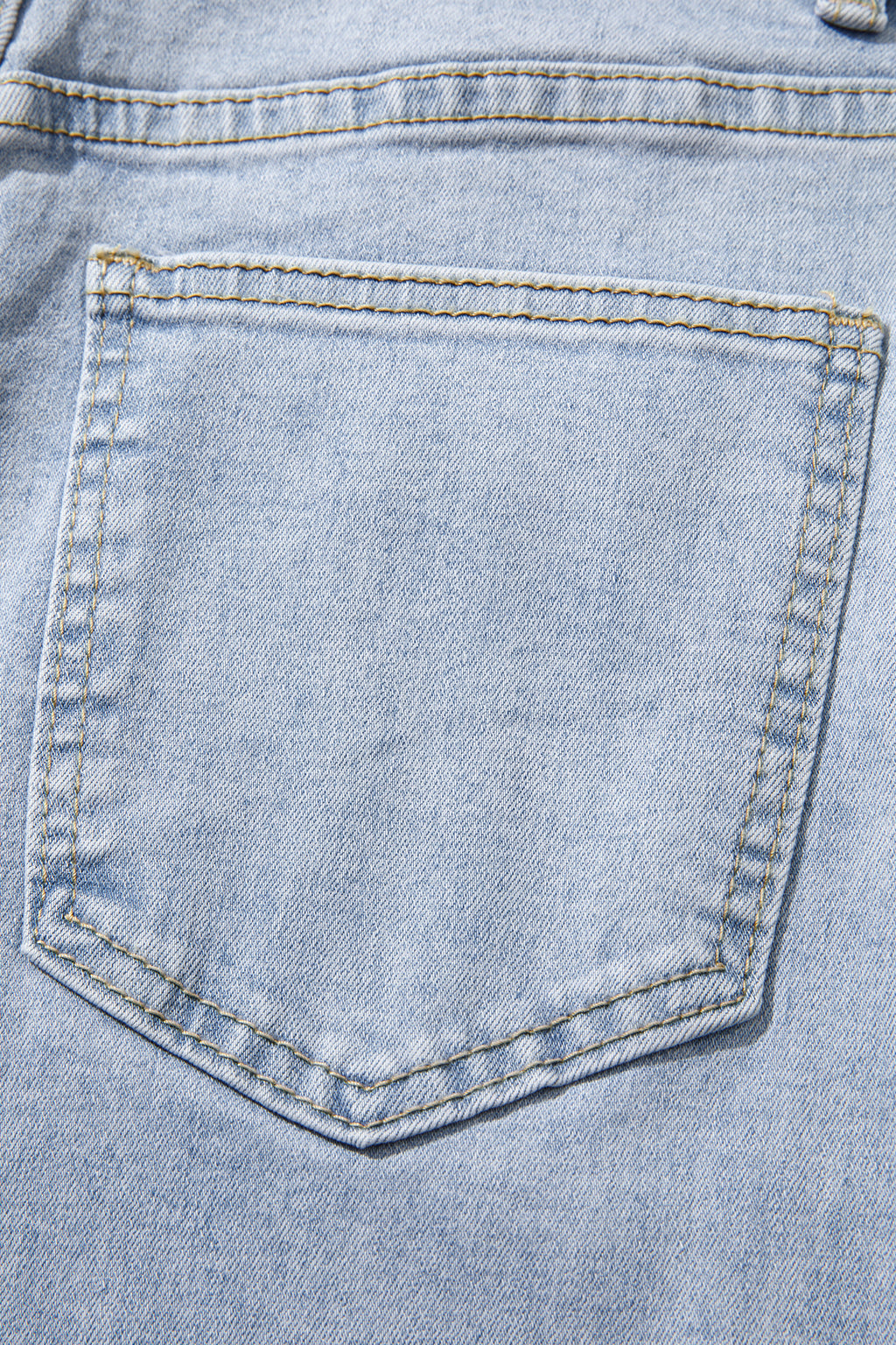 Beau Blue Lace Trim Casual Full-Length Regular Fit Jeans