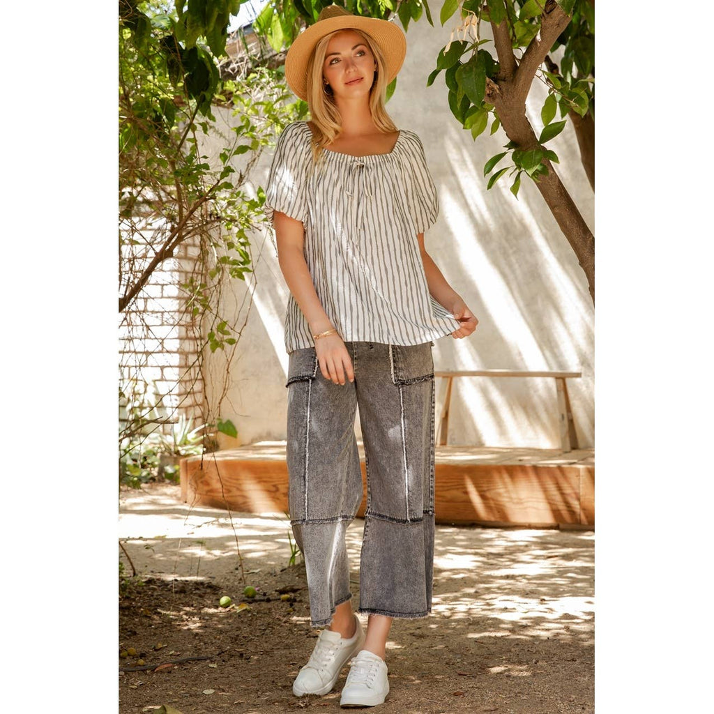 MINERAL WASHED DENIM PANTS