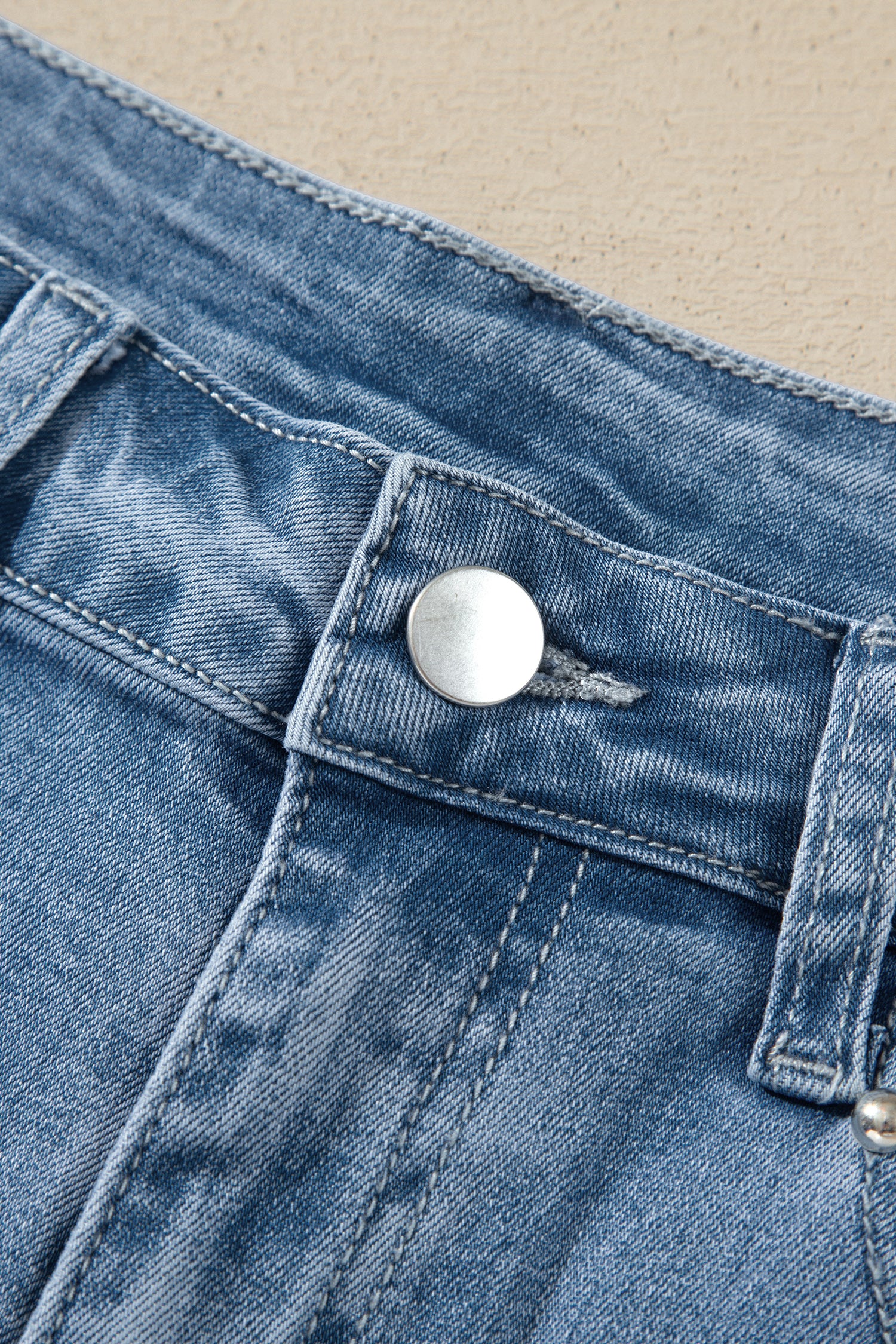 Coffee Side Seam Rivet Detail Ankle Length Casual Jeans