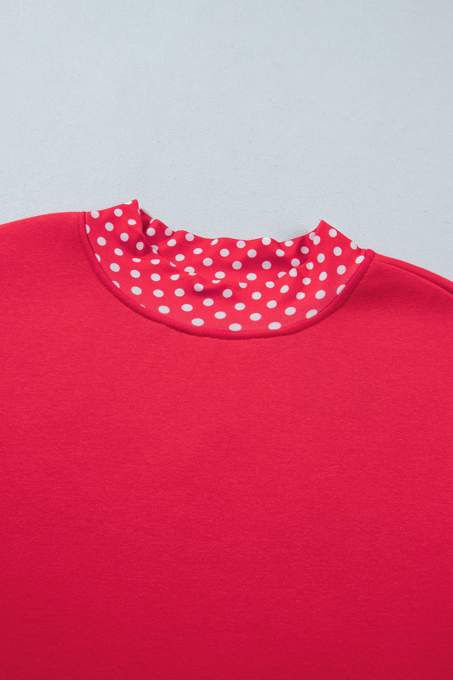 Brown Colorblock Polka Dot Contrast Trim Oversized Sweatshirt