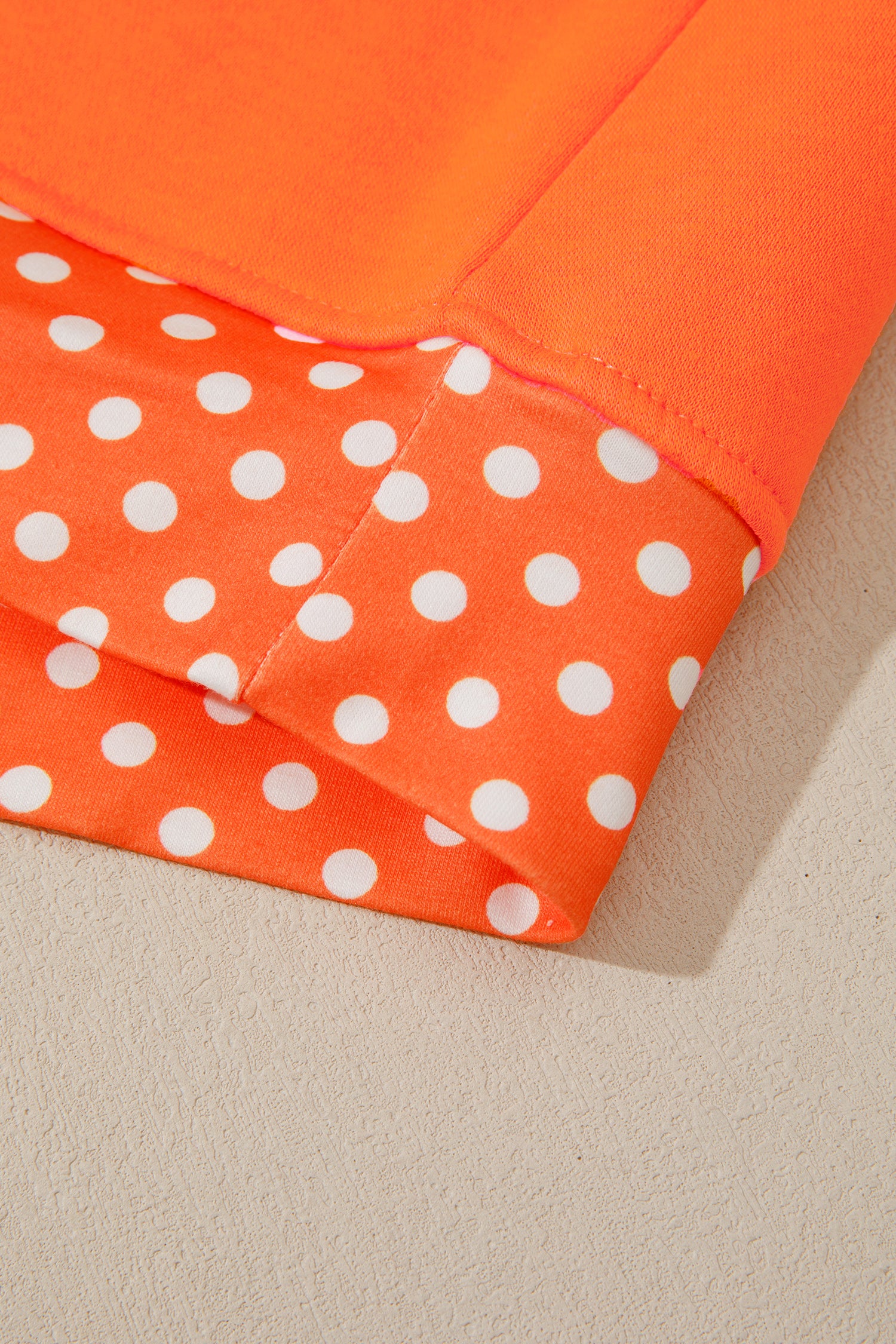 Orange Polka Dot Patchwork Round Neck Plus Size Sweatshirt
