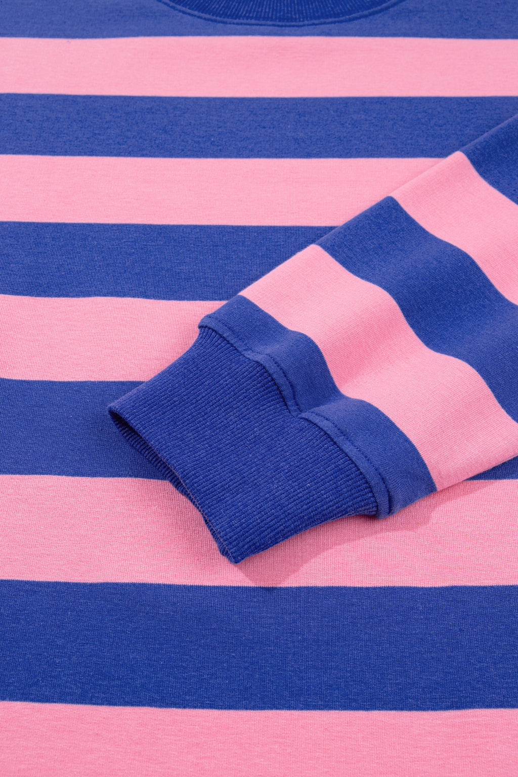 Rose Stripe Colorblock Mock Neck Relaxed Sweatshirt