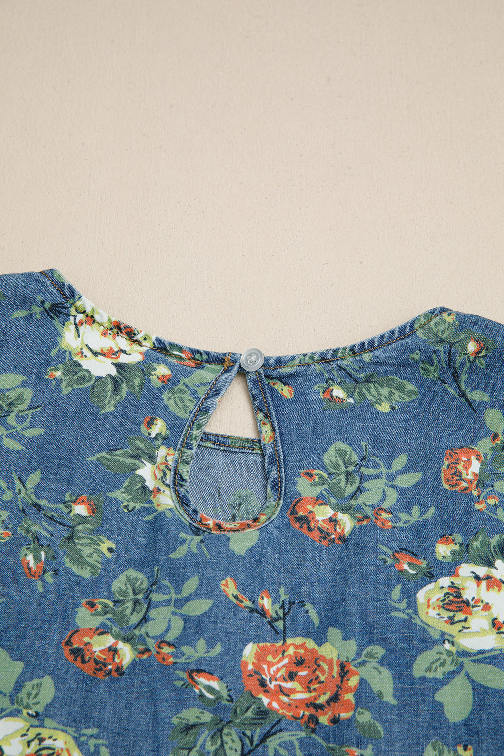 Ashleigh Blue Ruffled Short Sleeve Floral Denim Top