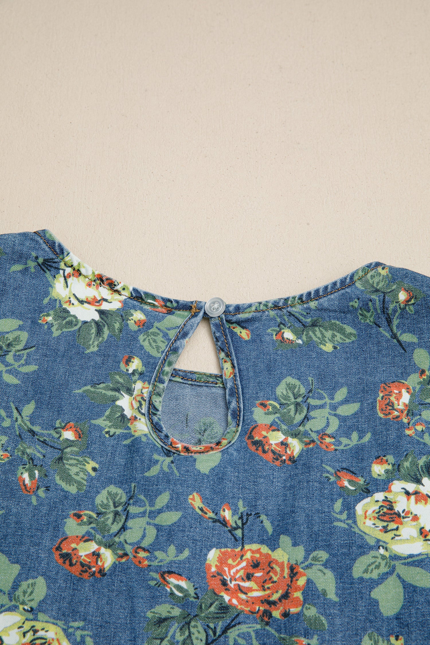 Ashleigh Blue Ruffled Short Sleeve Floral Denim Top