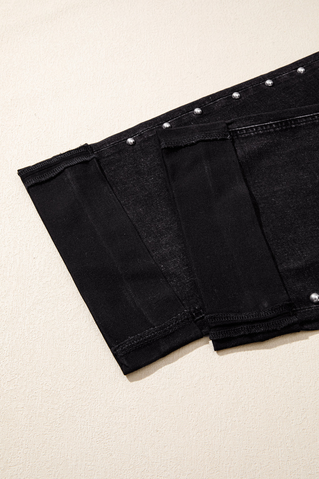 Black Studded Detail Straight Leg Casual Loose Jeans