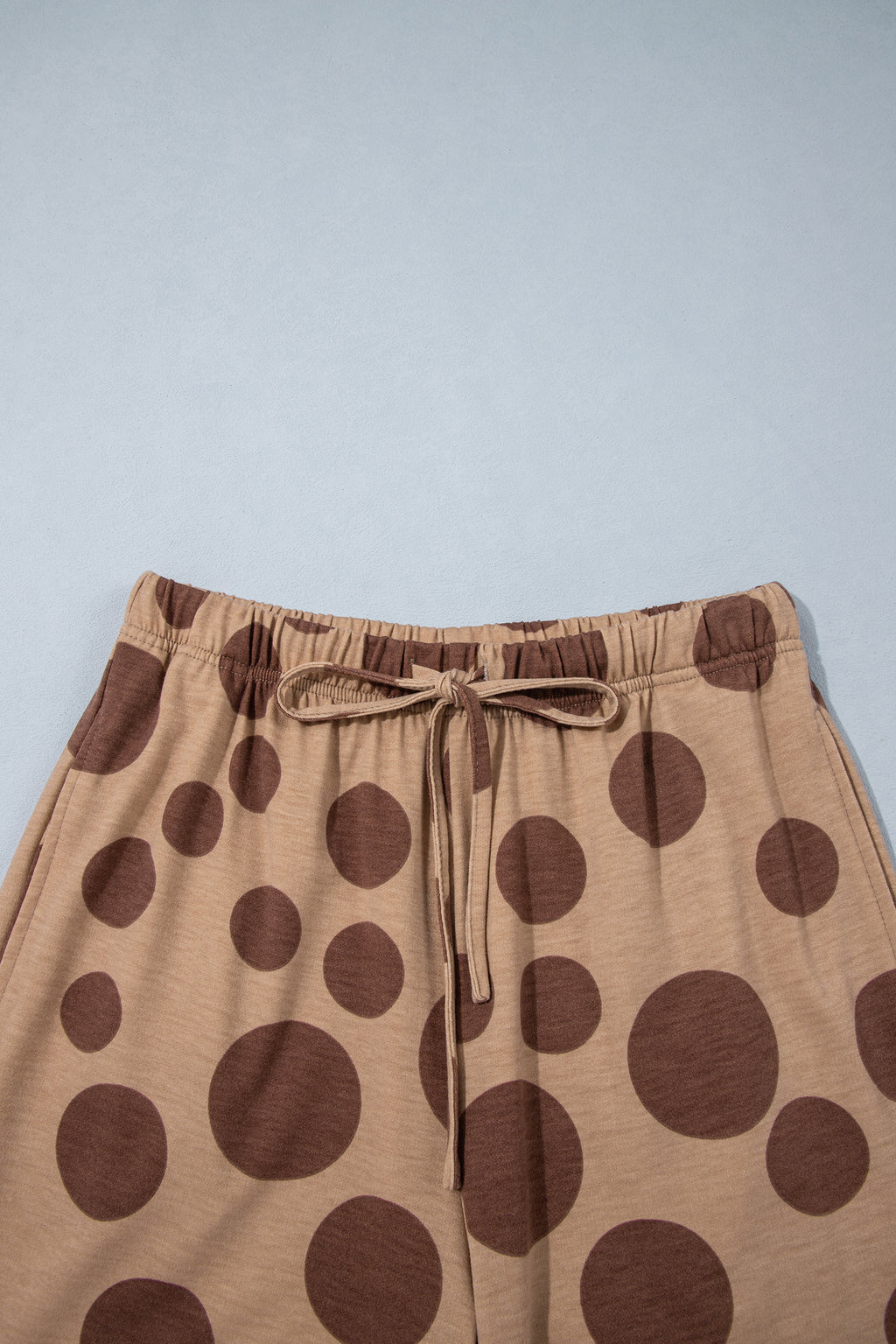 White Polka Dot Long Sleeve Top Drawstring Relaxed Pants Set