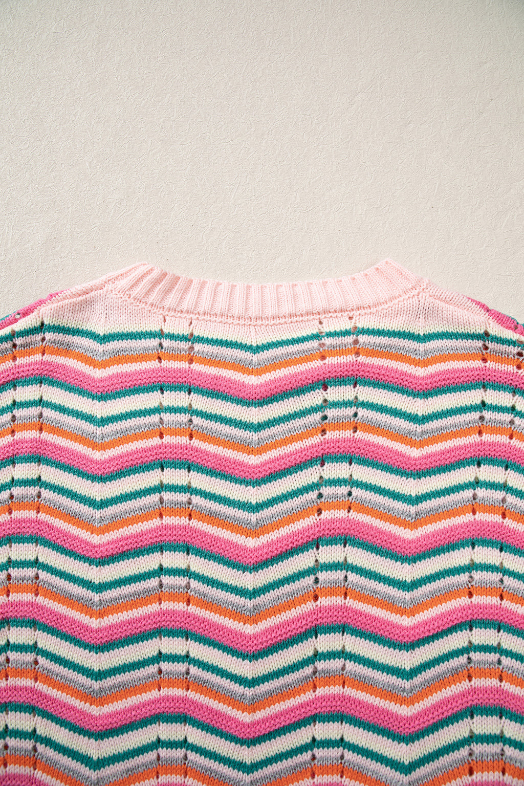 Multicolour Casual Chevron Striped Drop Shoulder Sweater