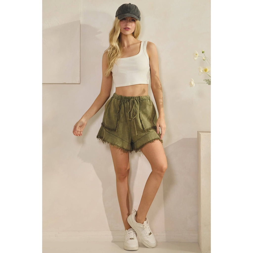 SUNSET WASHED FRAY SHORTS (SH7067-A)